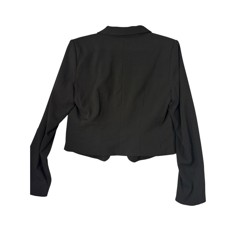 HM Womens Black Cropped Blazer Jacket Floral Satin Lining Beaded Button Size 12 - Picture 3 of 7